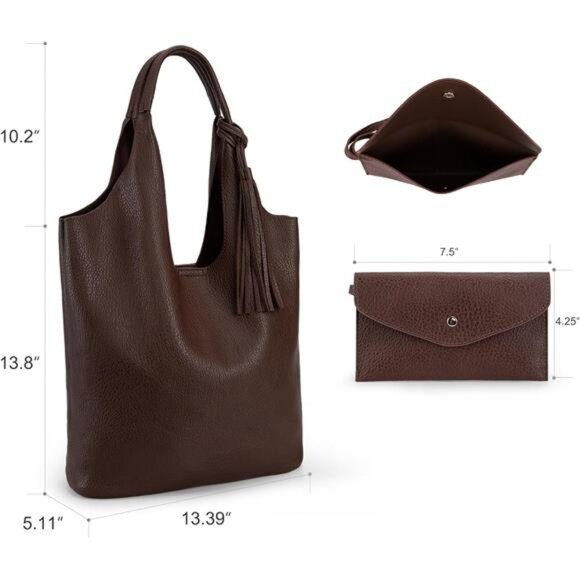 Slouchy Hobo Bags for Women Coffee1 - Picture 5 of 5